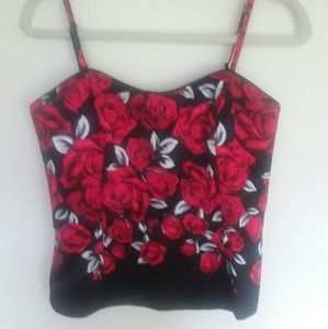WHBM Satin Bustier with Roses NWOT